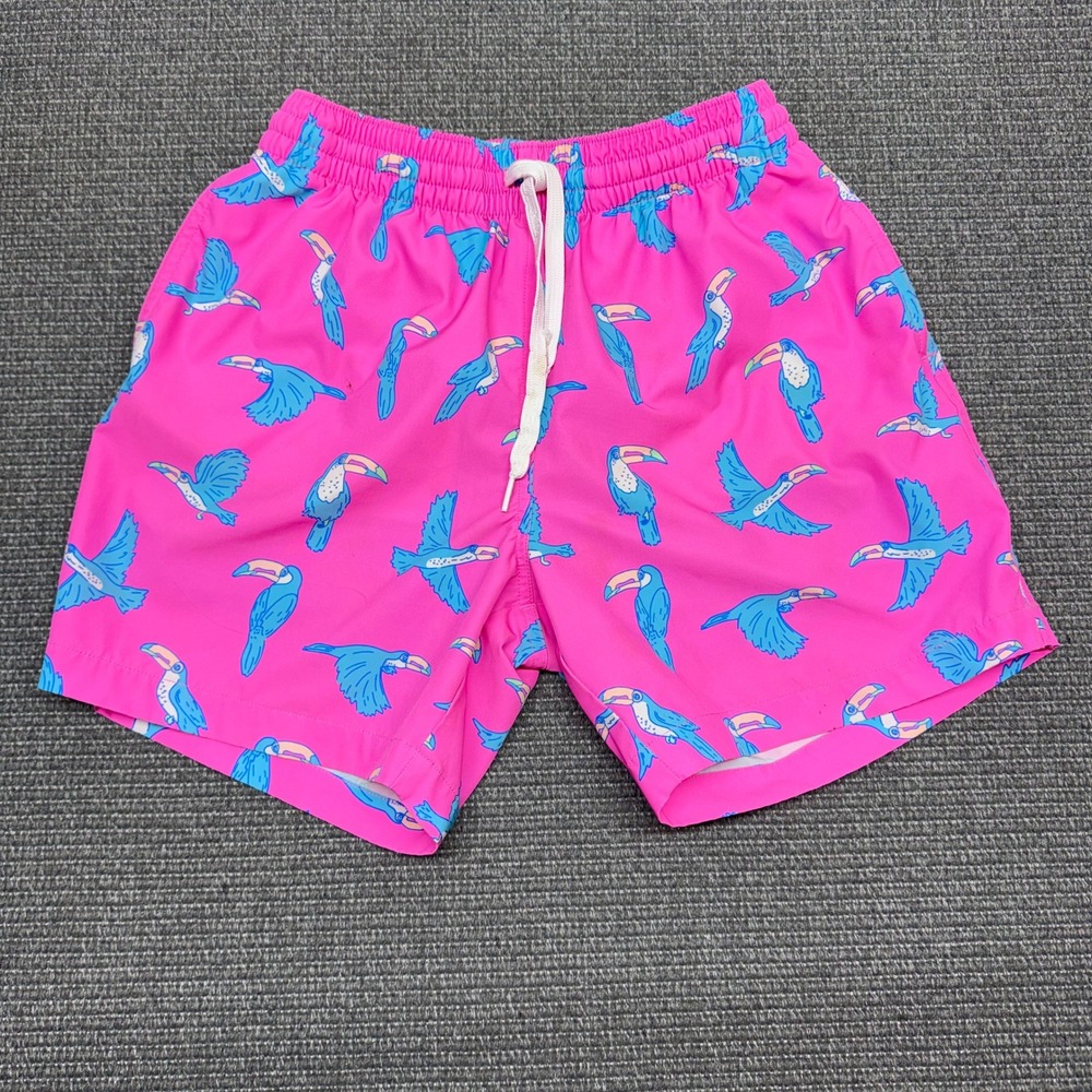 Chubbies Mens Pink Toucan Print Swim Trunks 5.5 Inch Inseam Small